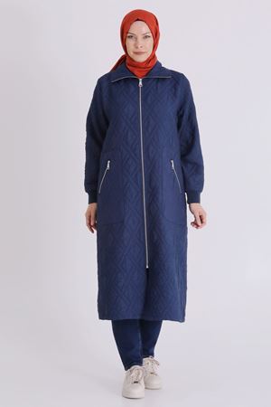 Büyük Beden Tesettür Kapitone Kap 2551 Lacivert