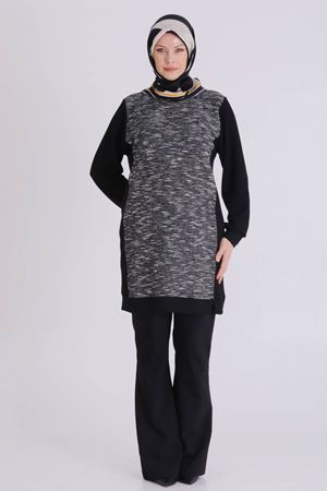 Büyük Beden Tesettür Tunik 1001 Siyah-Simli
