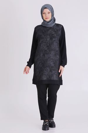 Büyük Beden Tesettür Tunik 1001 Siyah-Füme