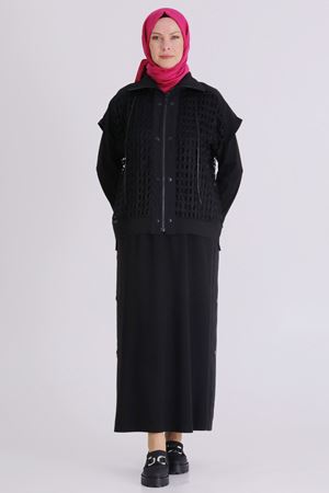 Büyük Beden Tesettür İkili Takım 40015 Siyah