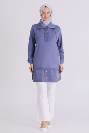 Büyük Beden Tesettür Tunik 20136 Morcivert