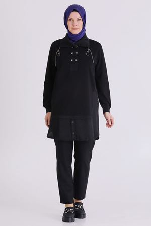 Büyük Beden Tesettür Tunik 20136 Siyah