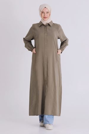 Büyük Beden Tesettür Ferace 2827 Haki