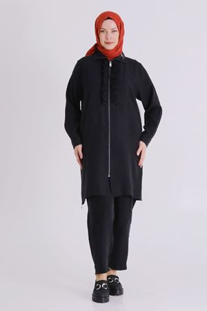 Büyük Beden Tesettür Pantolonlu Takım 35146 Siyah