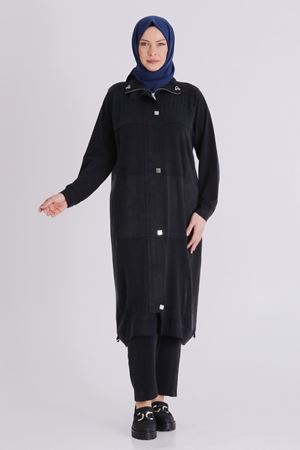 Büyük Beden Tesettür Pantolonlu Takım 35145 Siyah