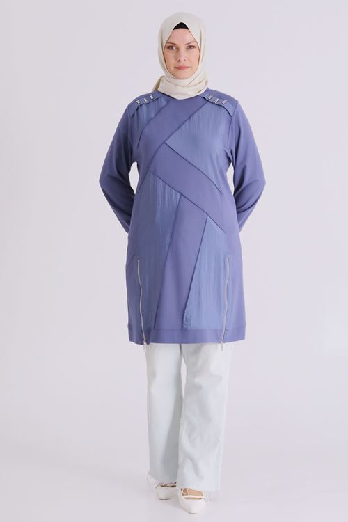 Büyük Beden Tesettür Tunik 20135 Morcivert