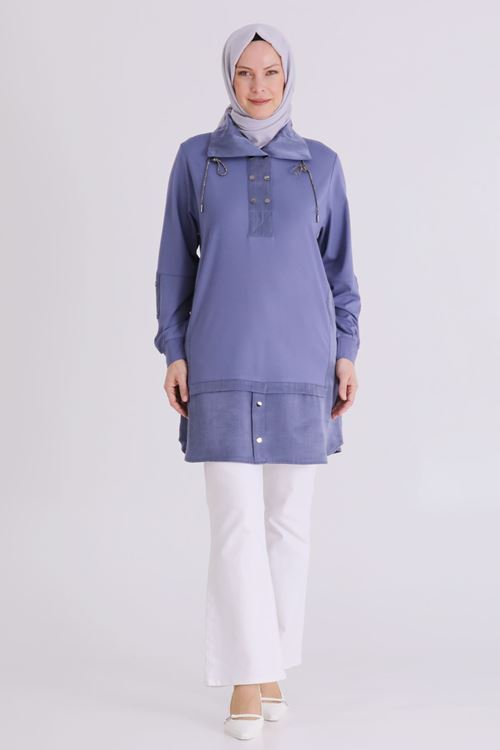 Büyük Beden Tesettür Tunik 20136 Morcivert