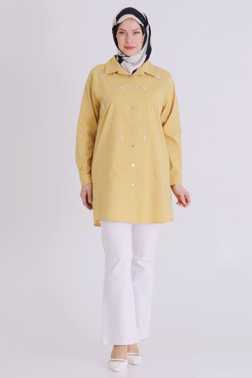 Büyük Beden Tesettür Tunik 2357 Safran