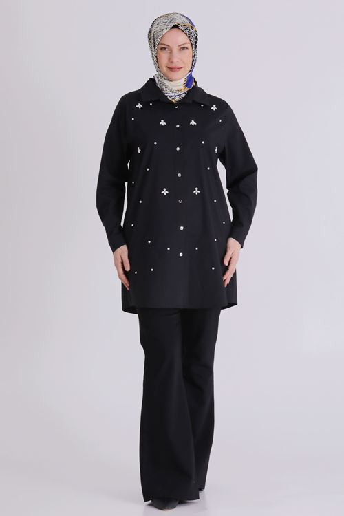 Büyük Beden Tesettür Tunik 2357 Siyah