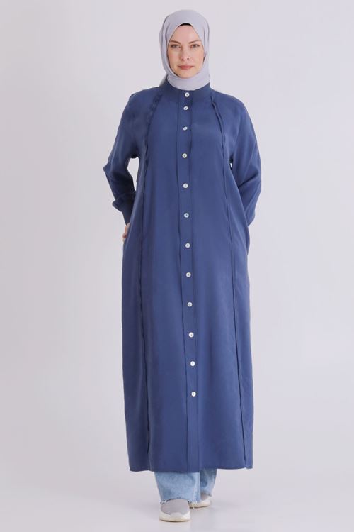 Büyük Beden Tesettür Ferace 2828 İndigo