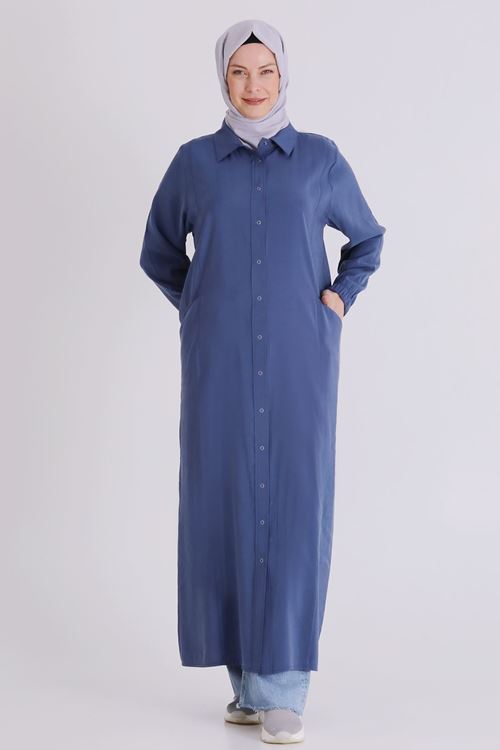 Büyük Beden Tesettür Ferace 2827 İndigo