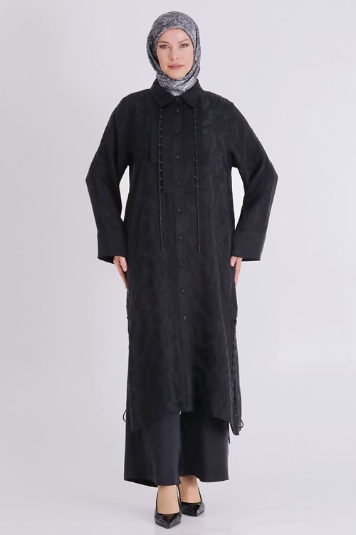 Büyük Beden Tesettür Pantolonlu Takım 35147 Siyah