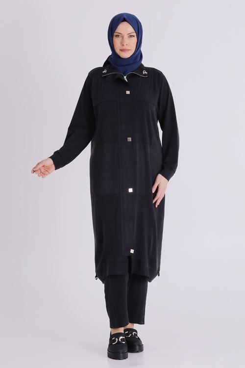 Büyük Beden Tesettür Pantolonlu Takım 35145 Siyah