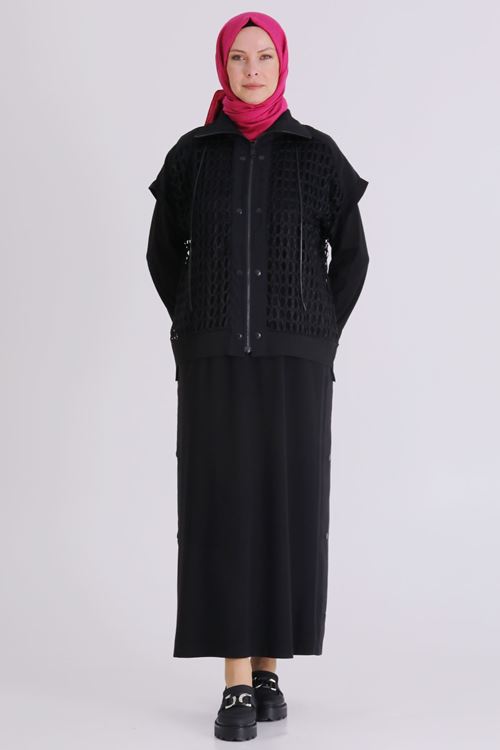 Büyük Beden Tesettür İkili Takım 40015 Siyah