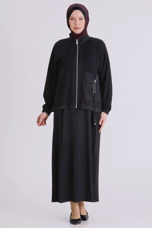 Büyük Beden Tesettür İkili Takım 40014 Siyah