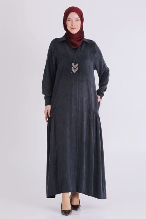Büyük Beden Tesettür Elbise 75009 Siyah