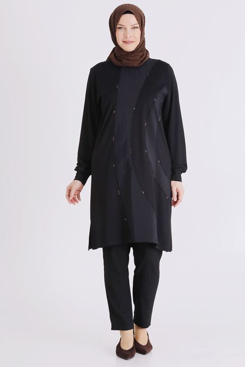 Büyük Beden Tesettür Tunik 2070 Siyah