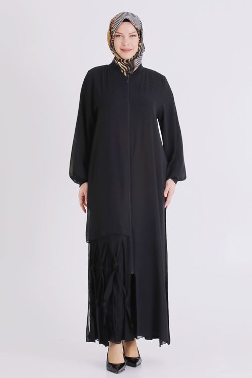 Büyük Beden Tesettür Ferace 2830 Siyah