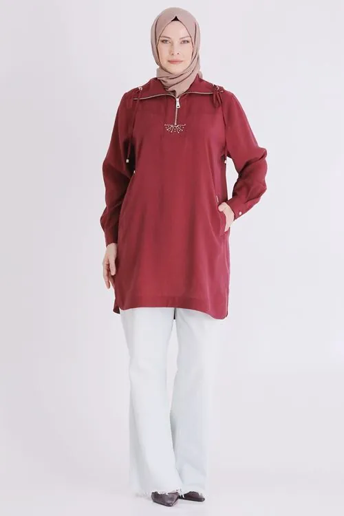 Büyük Beden Tesettür Tunik 23039 Bordo