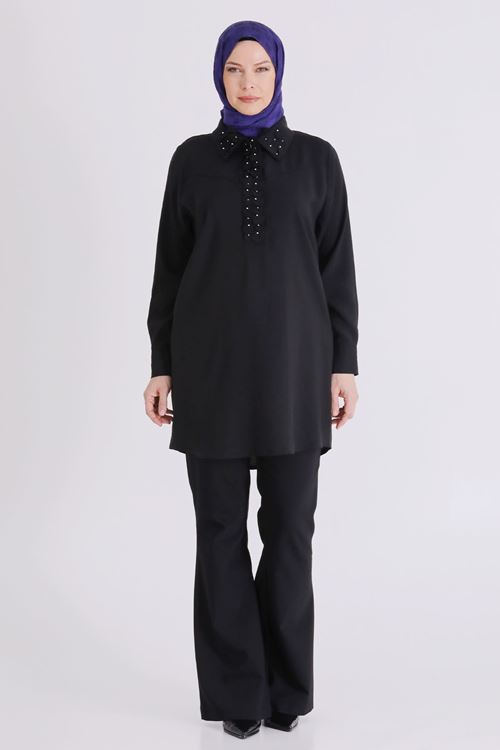 Büyük Beden Tesettür Tunik 23038 Siyah
