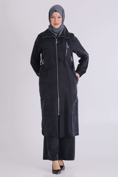 Büyük Beden Tesettür Pantolonlu Takım 35150 Siyah