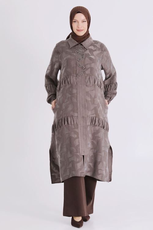 Büyük Beden Tesettür Kap 25145 Koyu Vizon