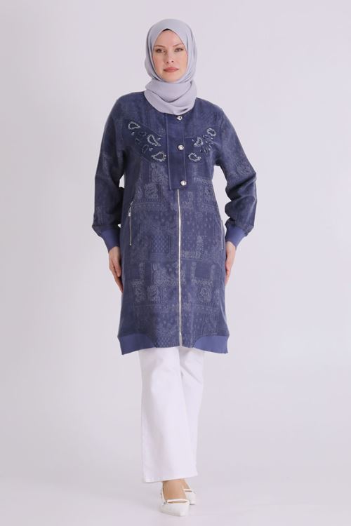 Büyük Beden Tesettür Kap 25149 Denim Mavi
