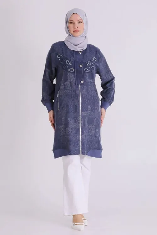 Büyük Beden Tesettür Kap 25149 Denim Mavi
