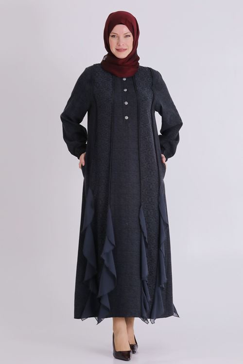 Büyük Beden Tesettür Elbise 75010 Siyah