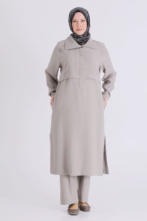 Büyük Beden Tesettür Pantolonlu Takım 3560 Küf