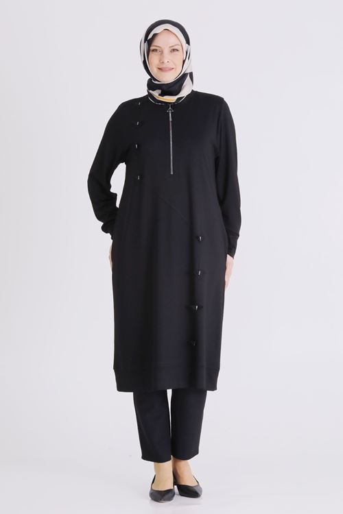 Büyük Beden Tesettür Tunik 2072 Siyah