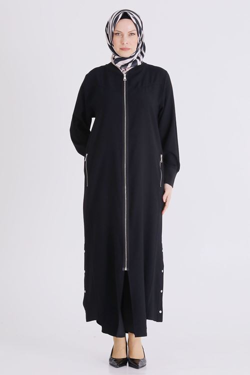 Büyük Beden Tesettür Ferace 2829 Siyah
