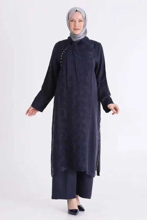 Büyük Beden Tesettür Pantolonlu Takım 35156 Lacivert