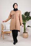 Büyük Beden Tesettür Çıtçıtlı Spor Tunik 2312 Camel