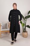 Büyük Beden Tesettür Dokuma Basic Tunik 2314 Siyah