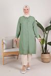 Büyük Beden Tesettür Dokuma Basic Tunik 2314 Çağla Yeşili