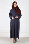 Büyük Beden Tesettür Abaya Takım 50019 Füme