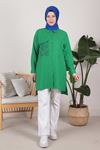 Büyük Beden Tesettür Çıtçıtlı Keten Aerobin Tunik 2319 Benetton