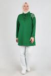 Büyük Beden Tesettür Taş İşlemeli Tunik 20093 Benetton