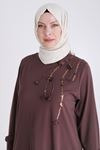 Büyük Beden Tesettür Örme Tunik 20121 Kahve
