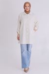 Büyük Beden Tesettür Oversize Tunik 2346 Krem