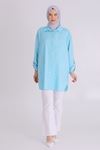 Büyük Beden Tesettür Oversize Tunik 2346 Turkuaz