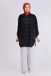 Büyük Beden Tesettür Oversize Tunik 2346 Siyah