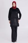 Büyük Beden Tesettür Tunik 1001 Siyah-Pullu