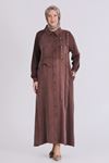 Büyük Beden Tesettür Taşlı Ferace 28080 Kahve