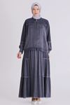 Büyük Beden Tesettür Etekli Takım 38002 Lacivert