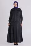 Büyük Beden Tesettür Etekli Takım 38002 Siyah