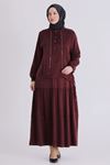 Büyük Beden Tesettür Etekli Takım 38003 Bordo