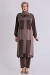 Büyük Beden Tesettür Pantolonlu Takım 35145 Kahve