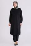 Büyük Beden Tesettür İşlemeli Tunik 20133 Siyah